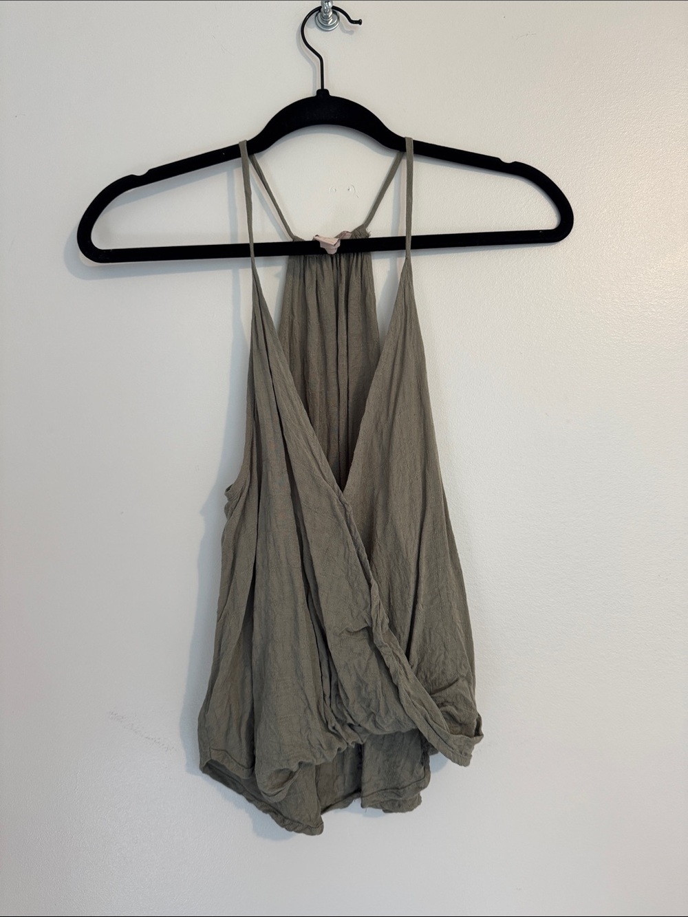 Forever 21 Women’s Olive Halter Wrap Crop Tank Top